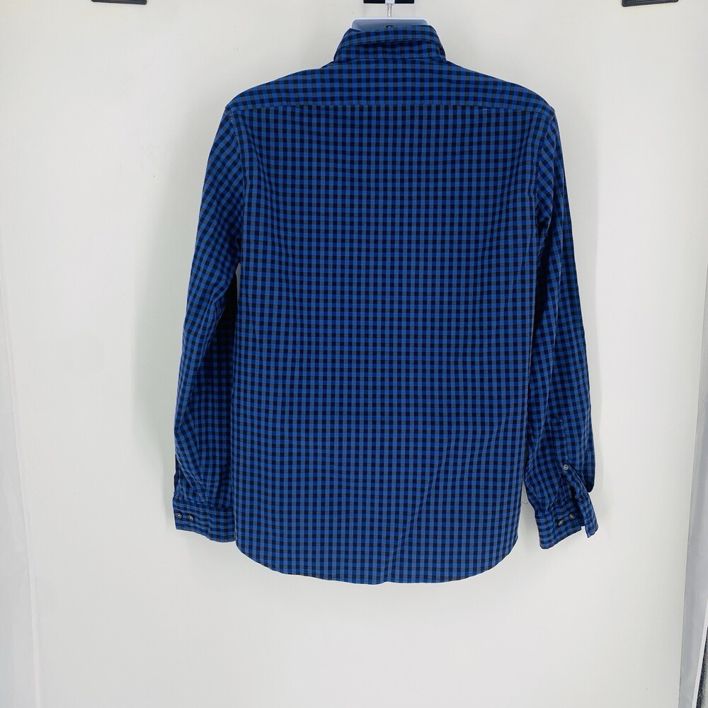 Michael Kors Men's Blue Check Gingham Button Up Office Career Shirt XL Cotton - Picture 4 of 5